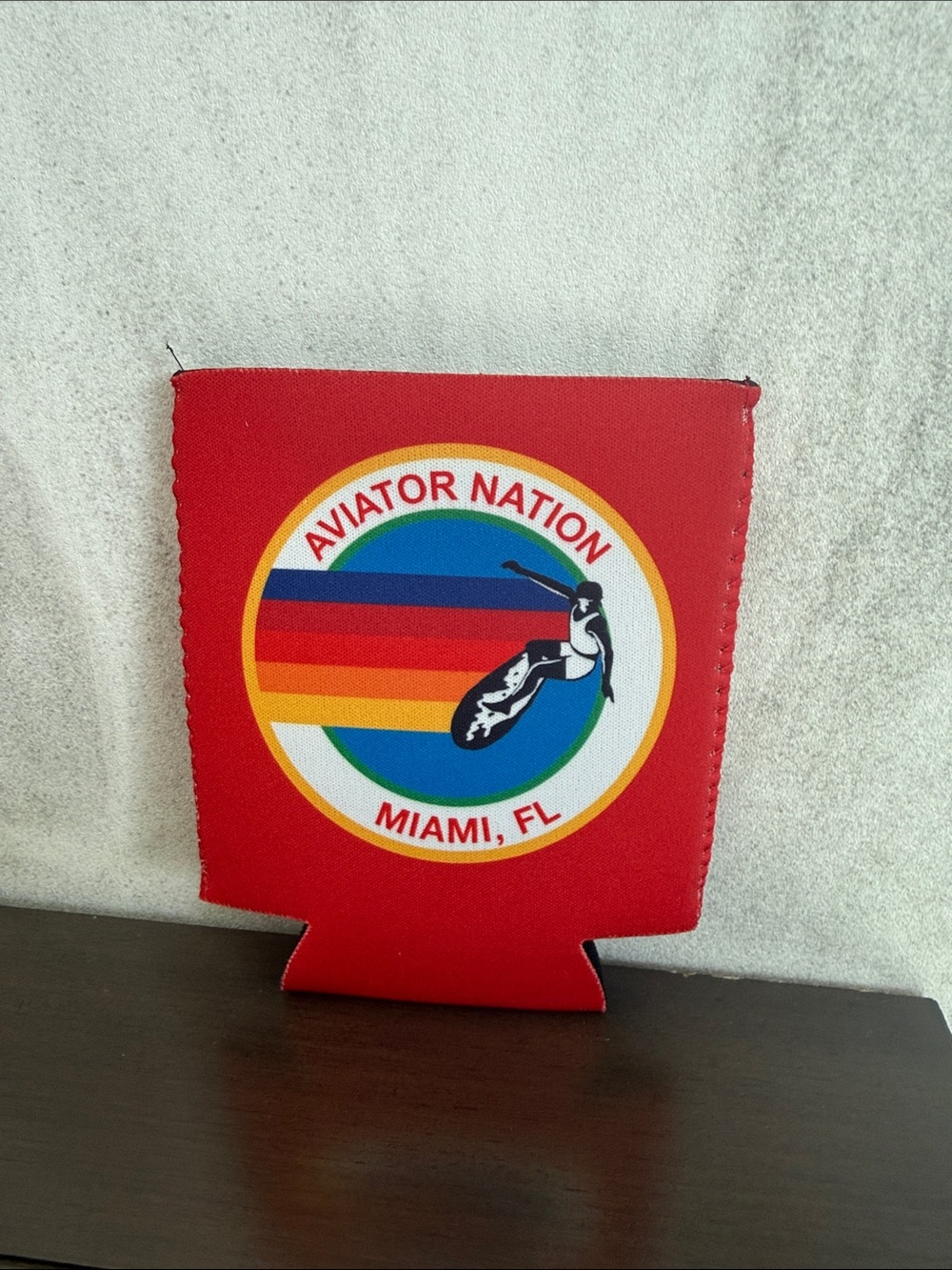 Aviator Nation Neoprene Can Cooler Koozie Red Rainbow Logoโ AV